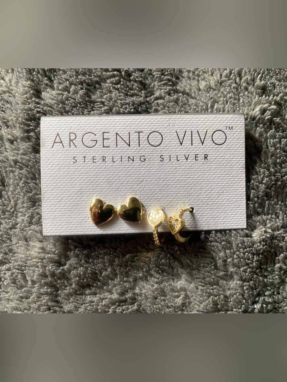 Argento Vivo Gold Heart Studs and Pavé Heart Huggie Earrings - Gold